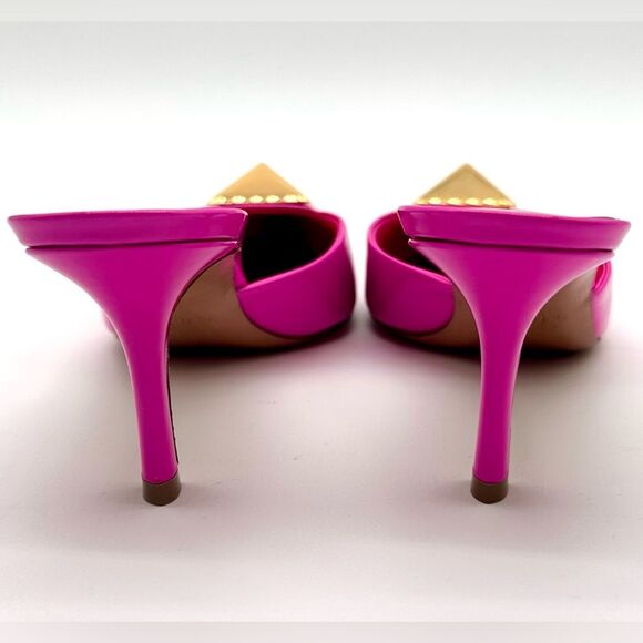 Valentino Garavani One Stud Pink Patent Leather Mules Heels EU 37.5 US 7.5 - Picture 6 of 13